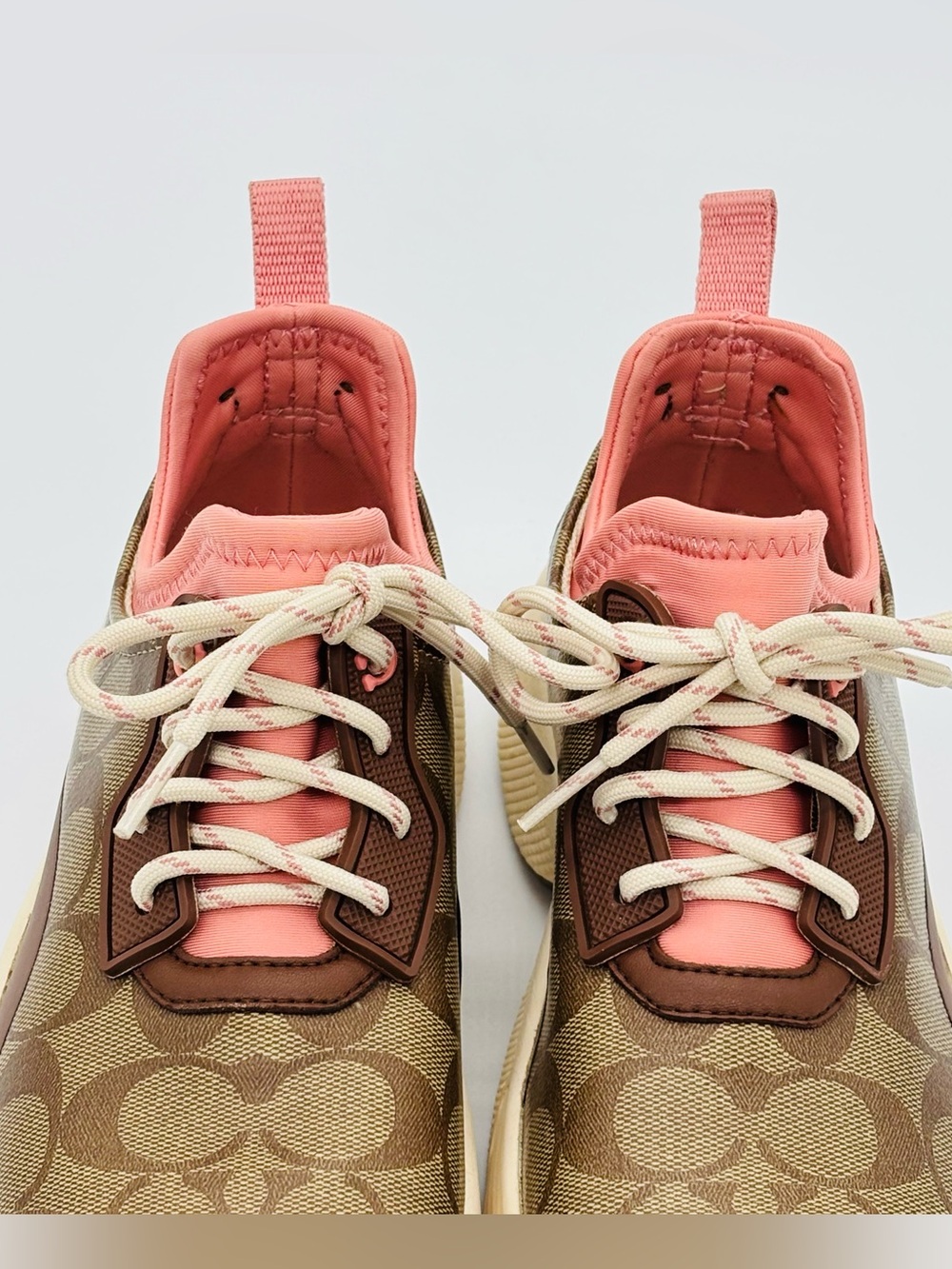 Coach C270 Tech Runner Sneakers Womens 7B Signature Monogram Pink Chunky Shoes - Picture 7 of 16